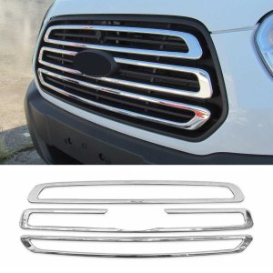 Ford Transit Grill - Front - Omac - S.Steel 3 Pcs - Gloss Silver - 2015-2020